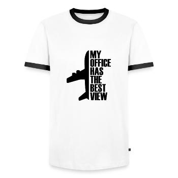 Best view Pilot Airplane Gift Flying - Men's Ringer Shirt - white/black - Front - AI Model Female 172 light (172cm) & AI Model Male 178 dark (178cm)