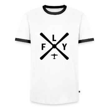 Fly Geschenk Flieger Pilot Flugzeug Copilot - Männer Kontrast-T-Shirt - Weiß/Schwarz - Vorne - AI Model Female 172 light (172cm) & AI Model Male 178 dark (178cm)