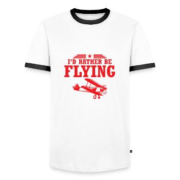 Flying Pilot Luftfahrt Geschenk Flugzeug - Männer Kontrast-T-Shirt - Weiß/Schwarz - Vorne - AI Model Female 172 light (172cm) & AI Model Male 178 dark (178cm)