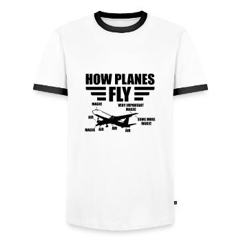 How planes fly Pilot Luftfahrt Geschenk Flugzeug - Männer Kontrast-T-Shirt - Weiß/Schwarz - Vorne - AI Model Female 172 light (172cm) & AI Model Male 178 dark (178cm)