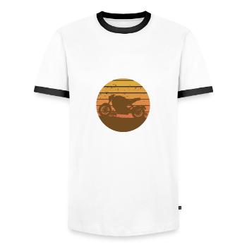 Pompier Motard, idée cadeau soldat du feu, moto - T-shirt contrasté Homme - blanc/noir - Devant - AI Model Female 172 light (172cm) & AI Model Male 178 dark (178cm)