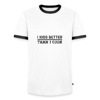 Je ne sais pas cuisiner - T-shirt contrasté Homme - blanc/noir - Devant - AI Model Female 172 light (172cm) & AI Model Male 178 dark (178cm)