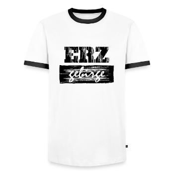 Erzgebirge Spruch - Männer Kontrast-T-Shirt - Weiß/Schwarz - Vorne - AI Model Female 172 light (172cm) & AI Model Male 178 dark (178cm)