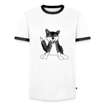 husky - Men's Ringer Shirt - white/black - Front - AI Model Female 172 light (172cm) & AI Model Male 178 dark (178cm)
