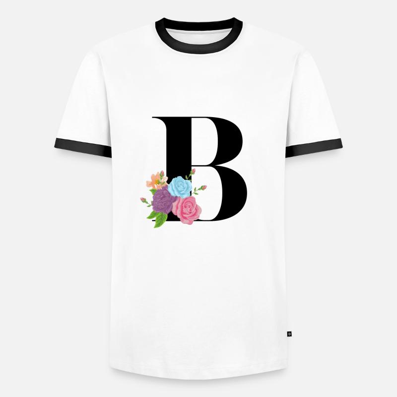 Buchstabe B blühende - Männer Kontrast-T-Shirt - Weiß/Schwarz