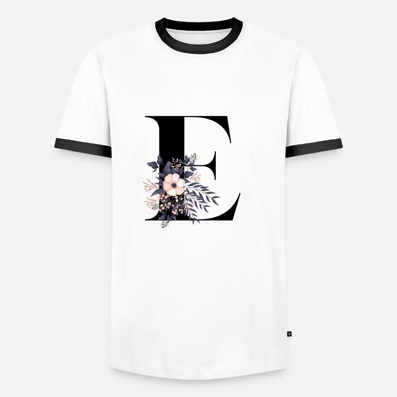 Buchstabe E blühende - Männer Kontrast-T-Shirt - Weiß/Schwarz