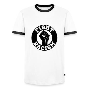 Fight racism gift tolerance human rights - Men's Ringer Shirt - white/black - Front - AI Model Female 172 light (172cm) & AI Model Male 178 dark (178cm)