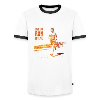 Run - Men's Ringer Shirt - white/black - Front - AI Model Female 172 light (172cm) & AI Model Male 178 dark (178cm)