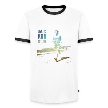 Run - Men's Ringer Shirt - white/black - Front - AI Model Female 172 light (172cm) & AI Model Male 178 dark (178cm)