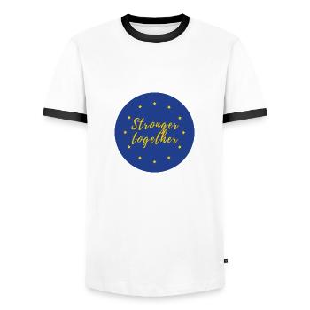 Europe Europe Flag EU Brexit € Star Gold - Men's Ringer Shirt - white/black - Front - AI Model Female 172 light (172cm) & AI Model Male 178 dark (178cm)