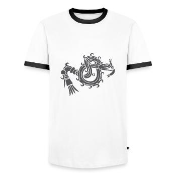 Quetzalcoatl - Men's Ringer Shirt - white/black - Front - AI Model Female 172 light (172cm) & AI Model Male 178 dark (178cm)