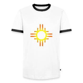 Southwestern Sun - Men's Ringer Shirt - white/black - Front - AI Model Female 172 light (172cm) & AI Model Male 178 dark (178cm)