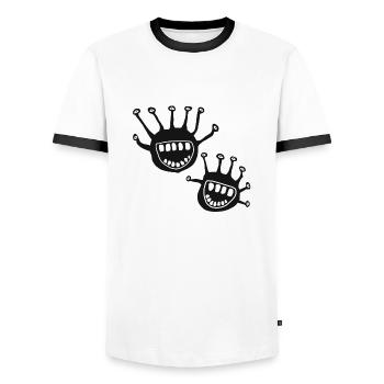 little monsters - Men's Ringer Shirt - white/black - Front - AI Model Female 172 light (172cm) & AI Model Male 178 dark (178cm)