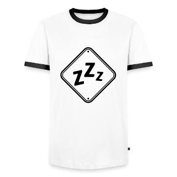 Attention bouclier ronfler - T-shirt contrasté Homme - blanc/noir - Devant - AI Model Female 172 light (172cm) & AI Model Male 178 dark (178cm)