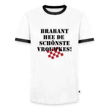 Brabant hee de schénste vrouwkes, BrabantsBeste - Männer Kontrast-T-Shirt - Weiß/Schwarz - Vorne - AI Model Female 172 light (172cm) & AI Model Male 178 dark (178cm)
