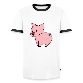 Cute Pig - Men's Ringer Shirt - white/black - Front - AI Model Female 172 light (172cm) & AI Model Male 178 dark (178cm)
