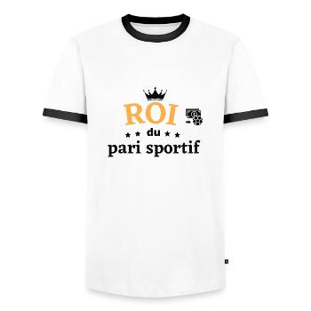 Roi du pari sportif cadeau humour parieur - T-shirt contrasté Homme - blanc/noir - Devant - AI Model Female 172 light (172cm) & AI Model Male 178 dark (178cm)