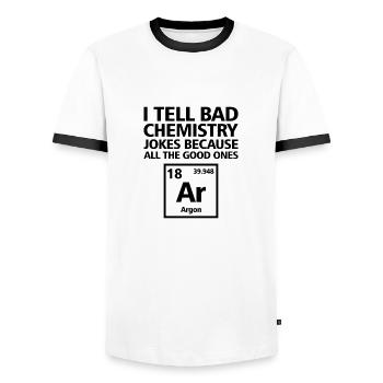 I tell bad chemistry jokes Chemist Science - Men's Ringer Shirt - white/black - Front - AI Model Female 172 light (172cm) & AI Model Male 178 dark (178cm)