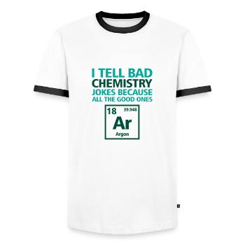 I tell bad chemistry jokes Chemist Science - Men's Ringer Shirt - white/black - Front - AI Model Female 172 light (172cm) & AI Model Male 178 dark (178cm)