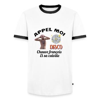 appel moi chauve françois et sa calvitie - T-shirt contrasté Homme - blanc/noir - Devant - AI Model Female 172 light (172cm) & AI Model Male 178 dark (178cm)