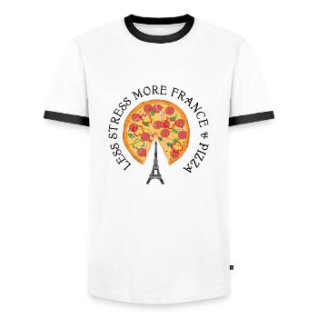 Paris France Eiffel Tower Tower City Pizza - Men's Ringer Shirt - white/black - Front - AI Model Female 172 light (172cm) & AI Model Male 178 dark (178cm)