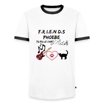 friends chanson phoebe tu pu le chat - T-shirt contrasté Homme - blanc/noir - Devant - AI Model Female 172 light (172cm) & AI Model Male 178 dark (178cm)