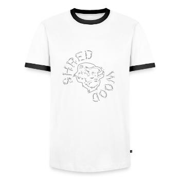 backprint groß kreisxcf 2021 - Männer Kontrast-T-Shirt - Weiß/Schwarz - Vorne - AI Model Female 172 light (172cm) & AI Model Male 178 dark (178cm)