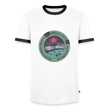Apollo Gagarine Espace Russie Astronaute - T-shirt contrasté Homme - blanc/noir - Devant - AI Model Female 172 light (172cm) & AI Model Male 178 dark (178cm)