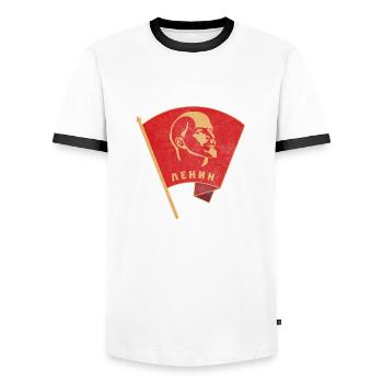 Lenin Gagarin Sputnik Space Russia Astronaut - Men's Ringer Shirt - white/black - Front - AI Model Female 172 light (172cm) & AI Model Male 178 dark (178cm)