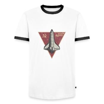 URSSR Gagarine cadeau Espace Russie astronaute - T-shirt contrasté Homme - blanc/noir - Devant - AI Model Female 172 light (172cm) & AI Model Male 178 dark (178cm)