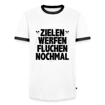 Dartsport Dart Spruch Zielen Werfen Fluchen Darts - Männer Kontrast-T-Shirt - Weiß/Schwarz - Vorne - AI Model Female 172 light (172cm) & AI Model Male 178 dark (178cm)