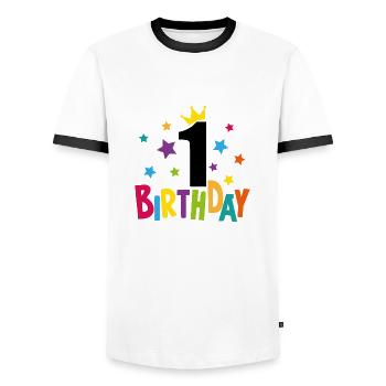 1 anniversaire cadeau 1 année maternelle enfants - T-shirt contrasté Homme - blanc/noir - Devant - AI Model Female 172 light (172cm) & AI Model Male 178 dark (178cm)