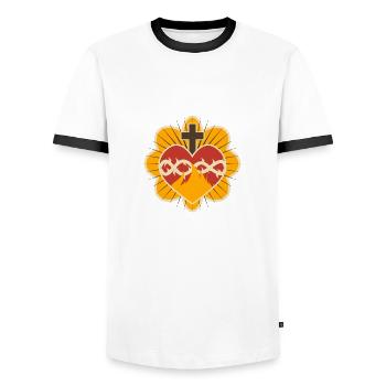 Heiliges Herz - Männer Kontrast-T-Shirt - Weiß/Schwarz - Vorne - AI Model Female 172 light (172cm) & AI Model Male 178 dark (178cm)