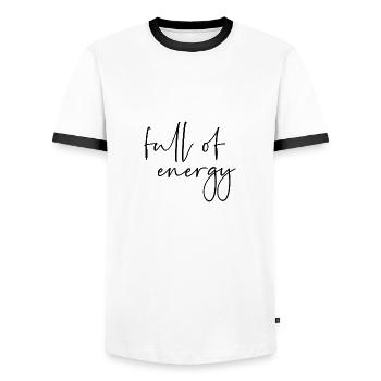 Full of energy - Men's Ringer Shirt - white/black - Front - AI Model Female 172 light (172cm) & AI Model Male 178 dark (178cm)