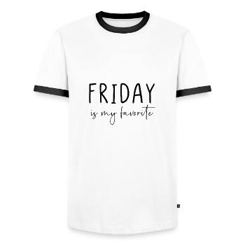 Friday is my favorite - T-shirt contrasté Homme - blanc/noir - Devant - AI Model Female 172 light (172cm) & AI Model Male 178 dark (178cm)