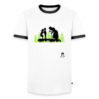 Hansel and Gretel in the Witch Forest - Men's Ringer Shirt - white/black - Front - AI Model Female 172 light (172cm) & AI Model Male 178 dark (178cm)