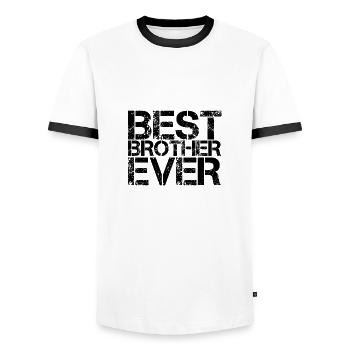 the best brother - Men's Ringer Shirt - white/black - Front - AI Model Female 172 light (172cm) & AI Model Male 178 dark (178cm)