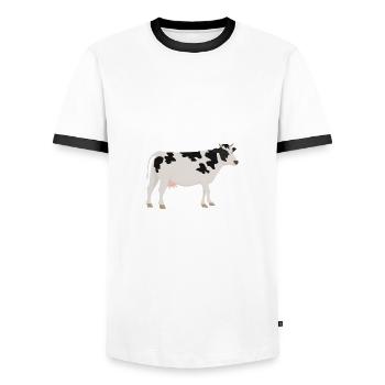 Dame Cowlady Kuh Kühe Moo Bauer - Männer Kontrast-T-Shirt - Weiß/Schwarz - Vorne - AI Model Female 172 light (172cm) & AI Model Male 178 dark (178cm)