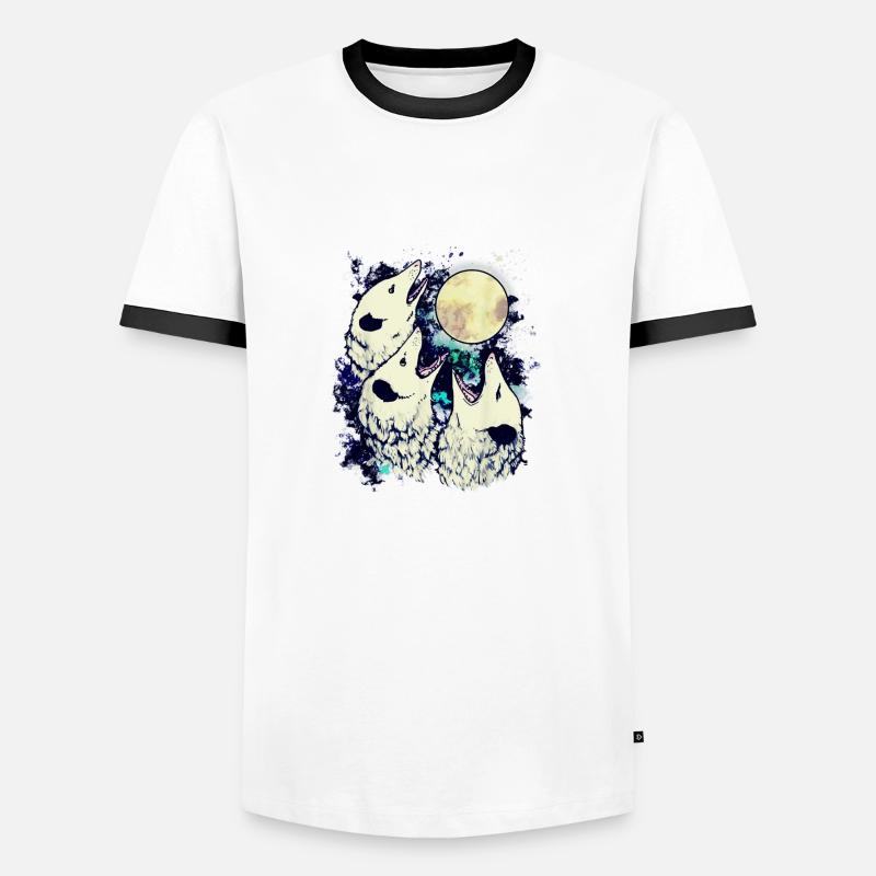 3 opossum moon - Männer Kontrast-T-Shirt - Weiß/Schwarz