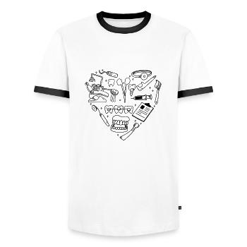 Dentist Dental assistant Dental practice - Men's Ringer Shirt - white/black - Front - AI Model Female 172 light (172cm) & AI Model Male 178 dark (178cm)