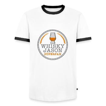 WhiskyJason SUPERFAN - T-shirt contrasté Homme - blanc/noir - Devant - AI Model Female 172 light (172cm) & AI Model Male 178 dark (178cm)