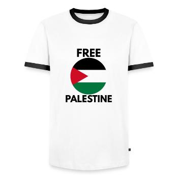 Libérer la Palestine - T-shirt contrasté Homme - blanc/noir - Devant - AI Model Female 172 light (172cm) & AI Model Male 178 dark (178cm)