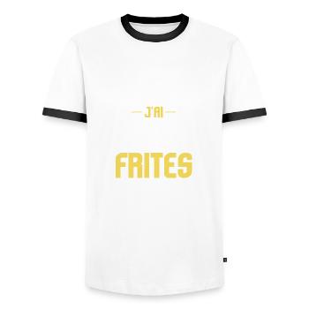 J'peux pas j'ai moules frites chti cadeau humour - T-shirt contrasté Homme - blanc/noir - Devant - AI Model Female 172 light (172cm) & AI Model Male 178 dark (178cm)