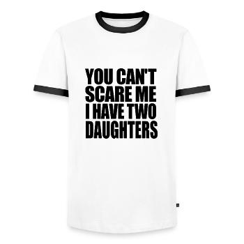 you cannot scare me i have two daughters - Men's Ringer Shirt - white/black - Front - AI Model Female 172 light (172cm) & AI Model Male 178 dark (178cm)