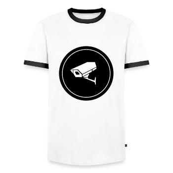 Caméra de surveillance - T-shirt contrasté Homme - blanc/noir - Devant - AI Model Female 172 light (172cm) & AI Model Male 178 dark (178cm)