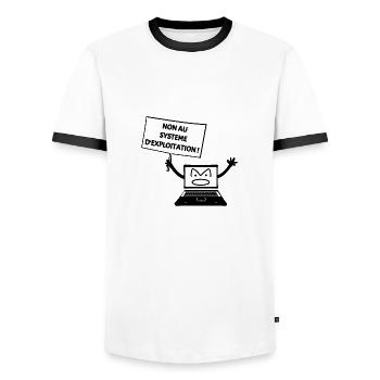 NON AU SYSTEME D'EXPLOITATION ! (informatique) - T-shirt contrasté Homme - blanc/noir - Devant - AI Model Female 172 light (172cm) & AI Model Male 178 dark (178cm)