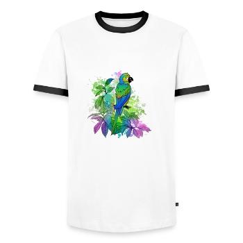 Papagei - Männer Kontrast-T-Shirt - Weiß/Schwarz - Vorne - AI Model Female 172 light (172cm) & AI Model Male 178 dark (178cm)