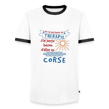 Je n'ai pas besoin de Therapie corse cadeau - T-shirt contrasté Homme - blanc/noir - Devant - AI Model Female 172 light (172cm) & AI Model Male 178 dark (178cm)