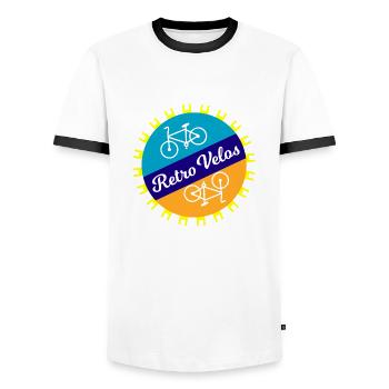 Vélo Biking Triathlon Cycling - T-shirt contrasté Homme - blanc/noir - Devant - AI Model Female 172 light (172cm) & AI Model Male 178 dark (178cm)