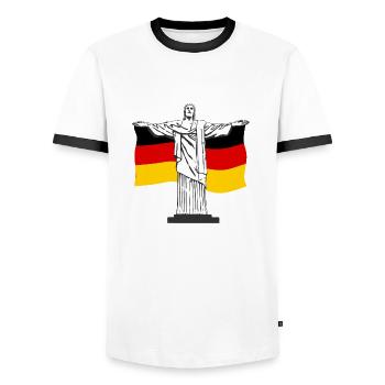 Rio De Janeiro Cristo Jesus Statue Deutschland Fla - Männer Kontrast-T-Shirt - Weiß/Schwarz - Vorne - AI Model Female 172 light (172cm) & AI Model Male 178 dark (178cm)